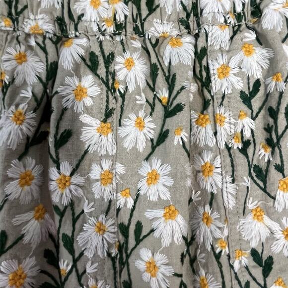 Maeve Anthropologie Skirt sz Small Khaki Daisies Floral Embroidery Pocket A Line - Picture 4 of 8